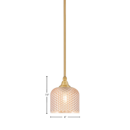 Toltec Stem 6in 1-Light Mini Pendant | New Age Brass Steel and Amber Textured Glass | Kitchen Island & Counter | 6 x 7.5 in | Model 23-NAB-4613