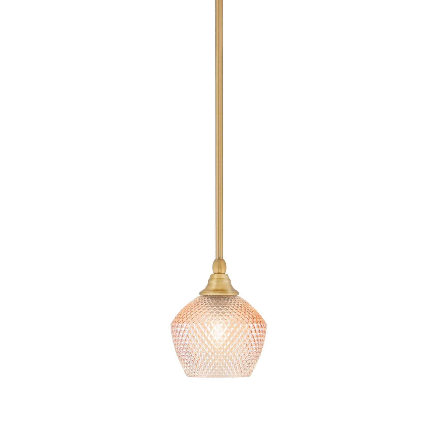Toltec Stem 6in 1-Light Mini Pendant | Modern New Age Brass Steel and Amber Textured Glass | Kitchen Island & Counter Accent | 6 x 7.5 in | Model 23-NAB-4623