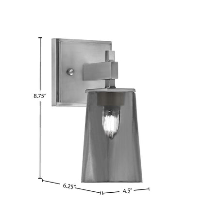 Toltec Corbin 1-Light Wall Sconce | Modern Graphite Steel and Smoke Bubble Glass | Bathroom & Hallway Vanity Light | Model 2311-GP-262