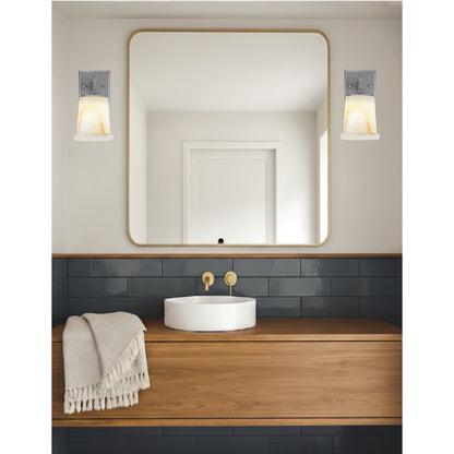 Toltec Corbin 7.75in 1-Light Wall Sconce | Modern Graphite and Natural Stone | Bathroom & Hallway | 5 x 6.5 x 7.75 in | Model 2311-GP-4128
