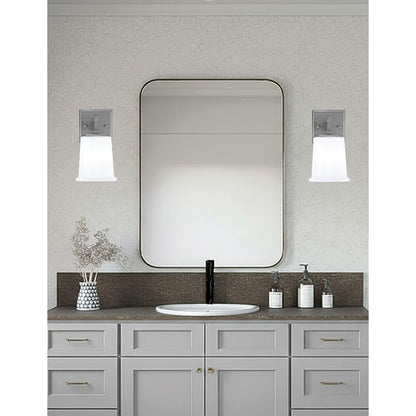 Toltec Corbin 1-Light Wall Sconce | Modern Graphite Steel and White Opal Glass | Bathroom & Hallway Vanity Light | Model 2311-GP-5031