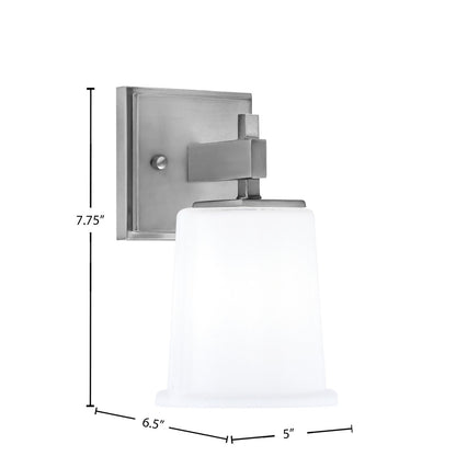 Toltec Corbin 1-Light Wall Sconce | Modern Graphite Steel and White Opal Glass | Bathroom & Hallway Vanity Light | Model 2311-GP-5031
