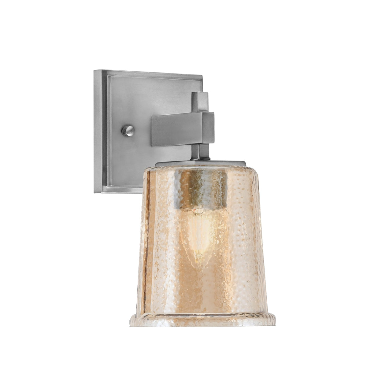 Toltec Corbin 7.75in 1-Light Wall Sconce | Modern Graphite and Amber Bubble Glass | Bathroom & Hallway | 5 x 6.5 x 7.75 in | Model 2311-GP-5033