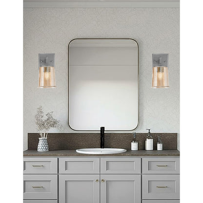 Toltec Corbin 7.75in 1-Light Wall Sconce | Modern Graphite and Amber Bubble Glass | Bathroom & Hallway | 5 x 6.5 x 7.75 in | Model 2311-GP-5033
