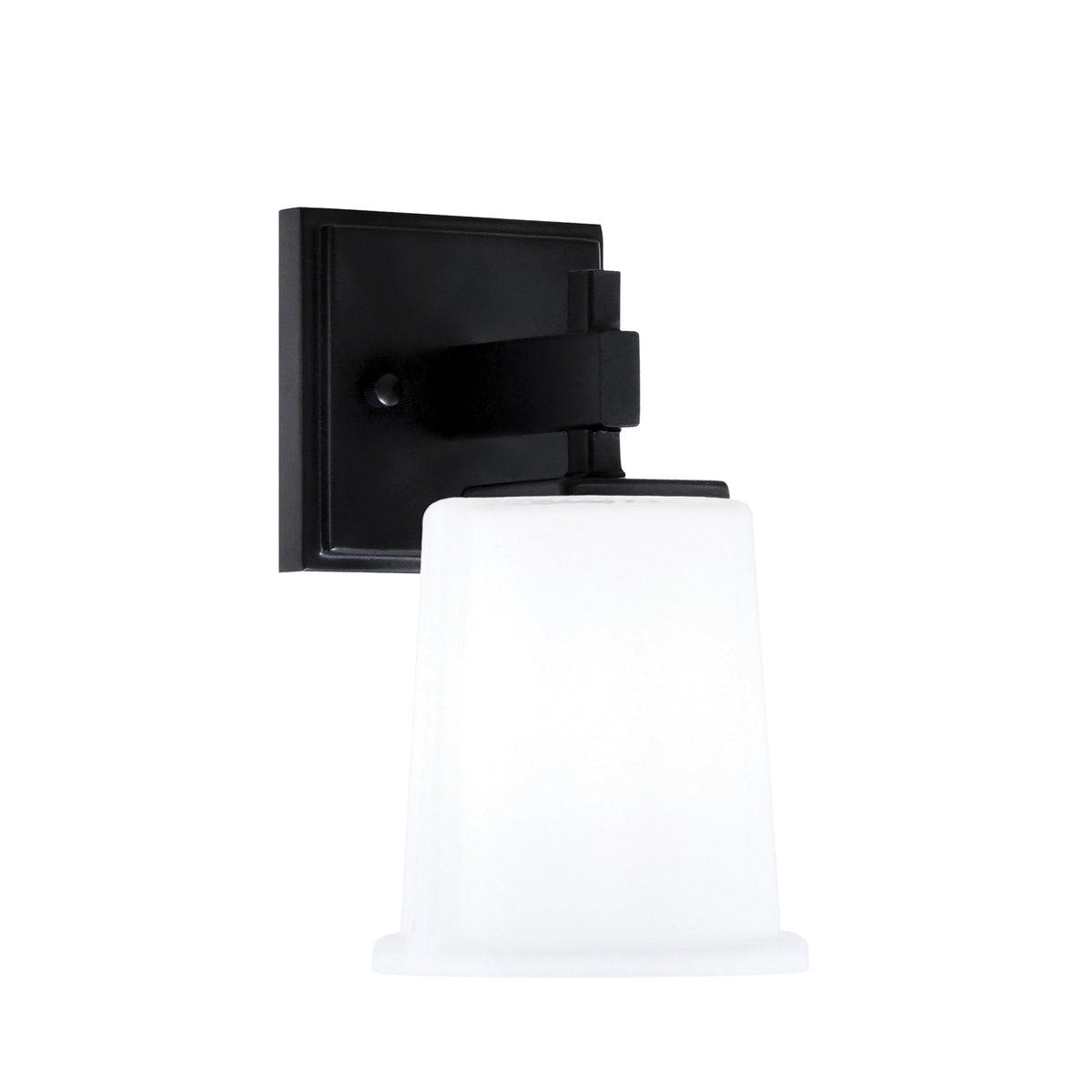 Toltec Corbin 1-Light Wall Sconce | Modern Matte Black and White Opal Glass | Bedroom & Hallway Accent Light | 5 x 6.5 x 7.75 in | Model 2311-MB-5031