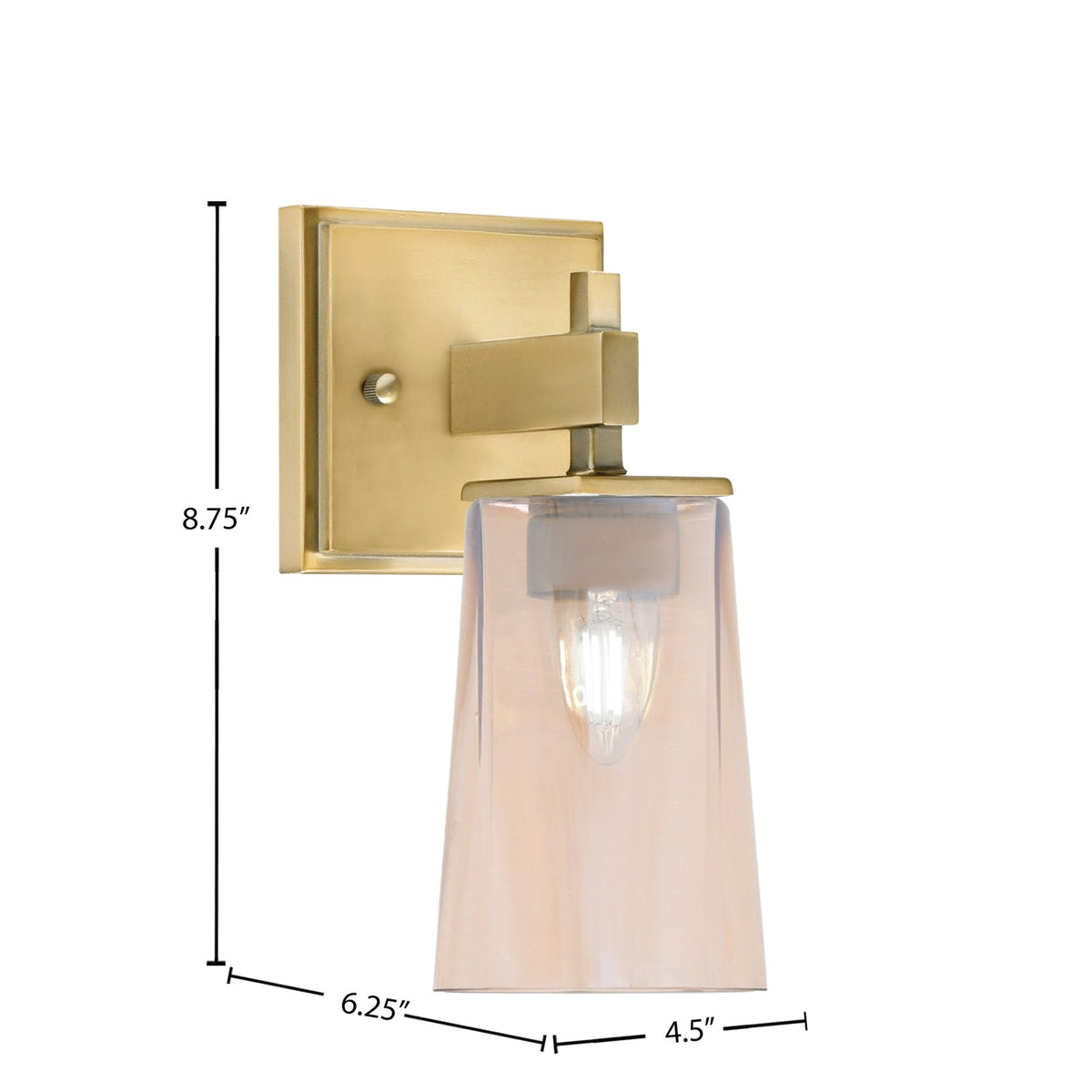 Toltec Corbin 4.5in 1-Light Wall Sconce | Modern New Age Brass and Amber Gradient Glass | Bedroom & Hallway | Model 2311-NAB-263