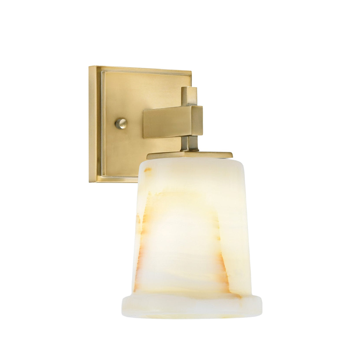 Toltec Corbin 1-Light Wall Sconce | New Age Brass and Natural Stone Shade | Bedroom & Hallway Accent Light | 5 x 6.5 x 7.75 in | Model 2311-NAB-4128