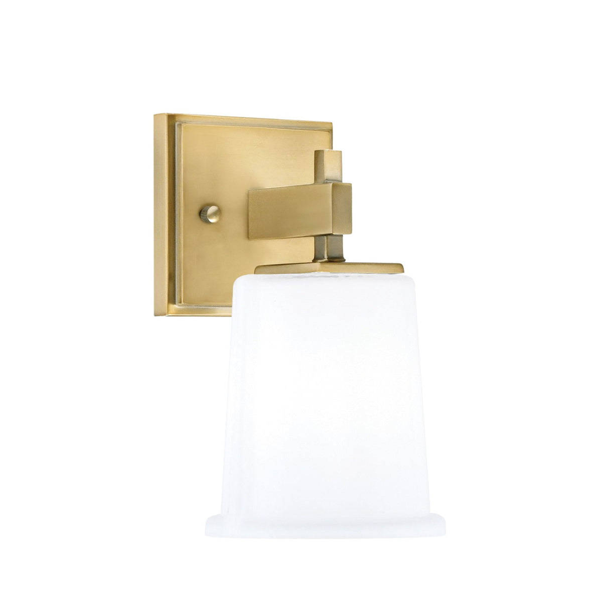 Toltec Corbin 5in 1-Light Wall Sconce | Modern New Age Brass and White Opal Glass | Bedroom & Hallway | 5 x 6.5 x 7.75 in | Model 2311-NAB-5031