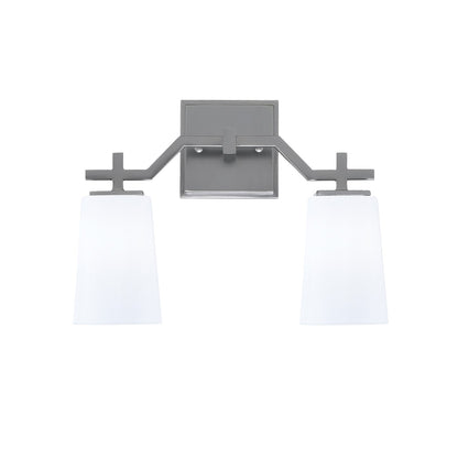 Toltec Corbin 2-Light Bath Bar | Graphite Finish with White Opal Glass Shades | Bathroom Vanity & Powder Room | 5.5 x 11.25 in | Model 2312-GP-261