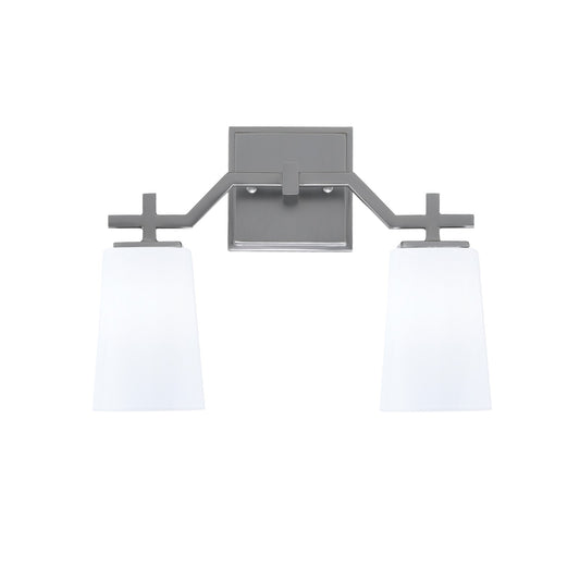 Toltec Corbin 2-Light Bath Bar | Graphite Finish with White Opal Glass Shades | Bathroom Vanity & Powder Room | 5.5 x 11.25 in | Model 2312-GP-261