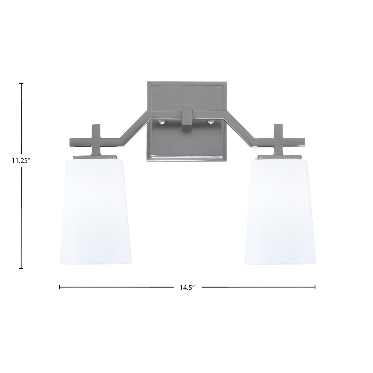 Toltec Corbin 2-Light Bath Bar | Graphite Finish with White Opal Glass Shades | Bathroom Vanity & Powder Room | 5.5 x 11.25 in | Model 2312-GP-261