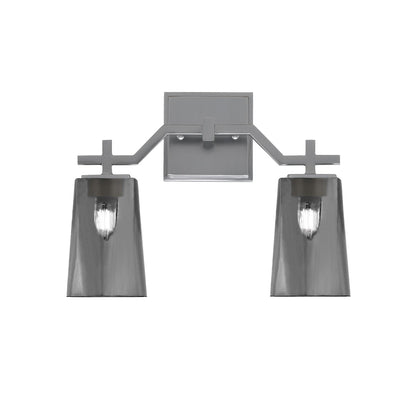 Toltec Corbin 2-Light Bath Bar | Graphite Finish with Smoke Bubble Glass Shades | Bathroom Vanity & Powder Room | 5.5 x 11.25 in | Model 2312-GP-262
