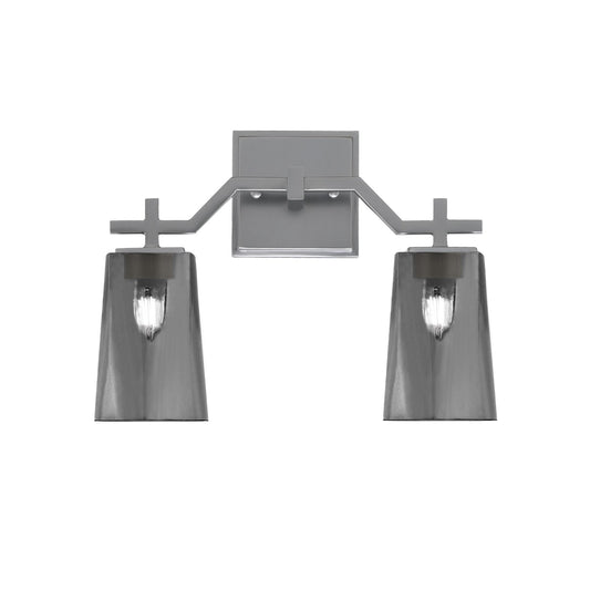 Toltec Corbin 2-Light Bath Bar | Graphite Finish with Smoke Bubble Glass Shades | Bathroom Vanity & Powder Room | 5.5 x 11.25 in | Model 2312-GP-262