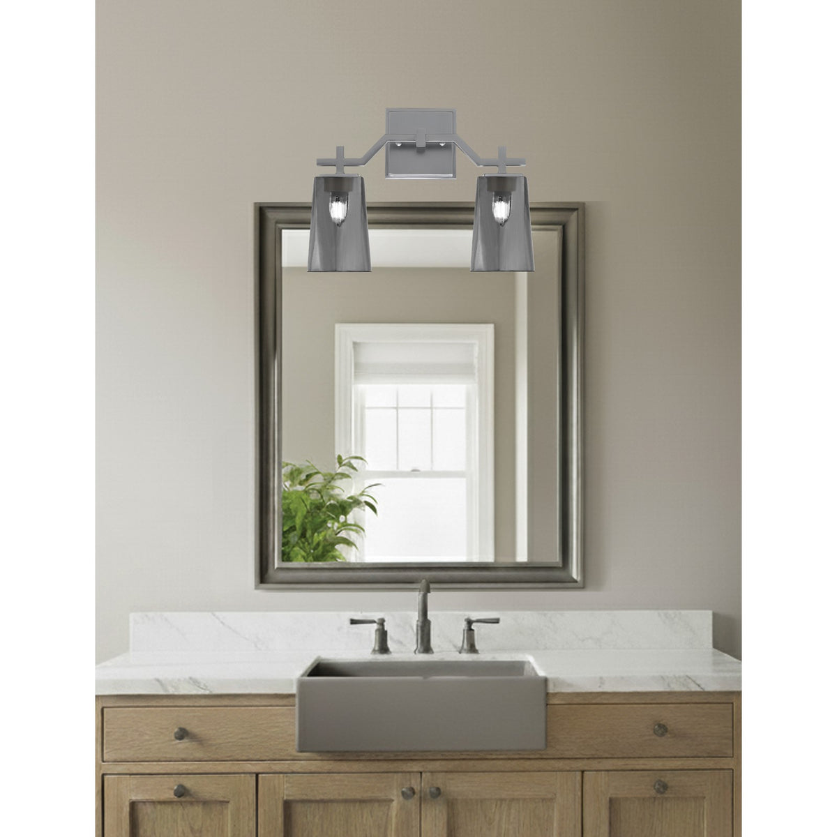 Toltec Corbin 2-Light Bath Bar | Graphite Finish with Smoke Bubble Glass Shades | Bathroom Vanity & Powder Room | 5.5 x 11.25 in | Model 2312-GP-262