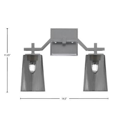 Toltec Corbin 2-Light Bath Bar | Graphite Finish with Smoke Bubble Glass Shades | Bathroom Vanity & Powder Room | 5.5 x 11.25 in | Model 2312-GP-262