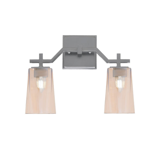 Toltec Corbin 2-Light Bath Bar | Graphite Steel and Amber Gradient Glass | Bathroom & Powder Room Vanity Light | 5.5 x 11.25 in | Model 2312-GP-263