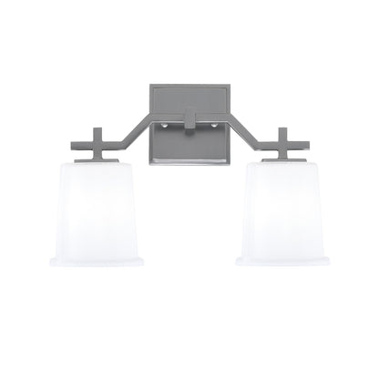 Toltec Corbin 2-Light Bath Bar | Graphite Steel and White Opal Glass | Bathroom & Powder Room Vanity Light | 5.5 x 10.25 in | Model 2312-GP-5031