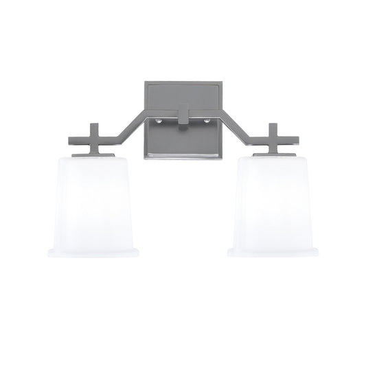 Toltec Corbin 2-Light Bath Bar | Graphite Steel and White Opal Glass | Bathroom & Powder Room Vanity Light | 5.5 x 10.25 in | Model 2312-GP-5031