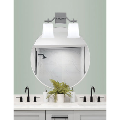 Toltec Corbin 2-Light Bath Bar | Graphite Steel and White Opal Glass | Bathroom & Powder Room Vanity Light | 5.5 x 10.25 in | Model 2312-GP-5031
