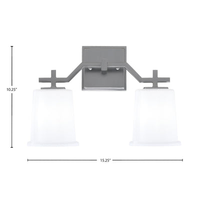 Toltec Corbin 2-Light Bath Bar | Graphite Steel and White Opal Glass | Bathroom & Powder Room Vanity Light | 5.5 x 10.25 in | Model 2312-GP-5031