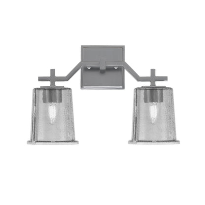 Toltec Corbin 2-Light Bath Bar | Graphite Steel and Smoke Bubble Glass | Bathroom & Powder Room Vanity Light | 5.5 x 10.25 in | Model 2312-GP-5032