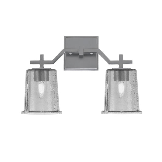 Toltec Corbin 2-Light Bath Bar | Graphite Steel and Smoke Bubble Glass | Bathroom & Powder Room Vanity Light | 5.5 x 10.25 in | Model 2312-GP-5032