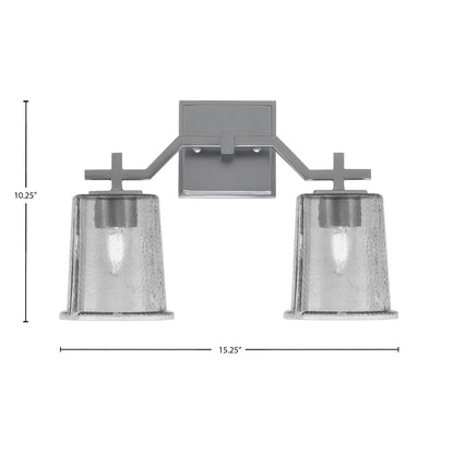 Toltec Corbin 2-Light Bath Bar | Graphite Steel and Smoke Bubble Glass | Bathroom & Powder Room Vanity Light | 5.5 x 10.25 in | Model 2312-GP-5032