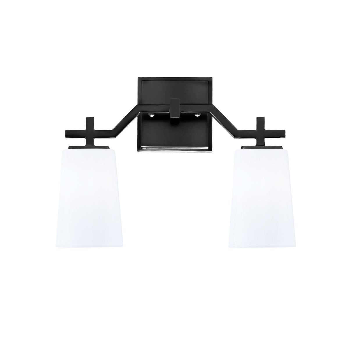Toltec Corbin 2-Light Bath Bar | Modern Matte Black Steel and White Opal Glass | Bathroom Vanity & Powder Room | 5.5 x 11.25 in | Model 2312-MB-261