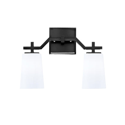 Toltec Corbin 2-Light Bath Bar | Modern Matte Black Steel and White Opal Glass | Bathroom Vanity & Powder Room | 5.5 x 11.25 in | Model 2312-MB-261