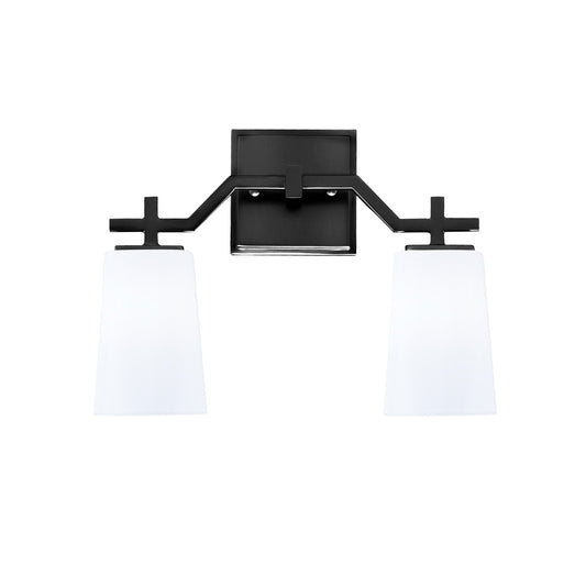 Toltec Corbin 2-Light Bath Bar | Modern Matte Black Steel and White Opal Glass | Bathroom Vanity & Powder Room | 5.5 x 11.25 in | Model 2312-MB-261
