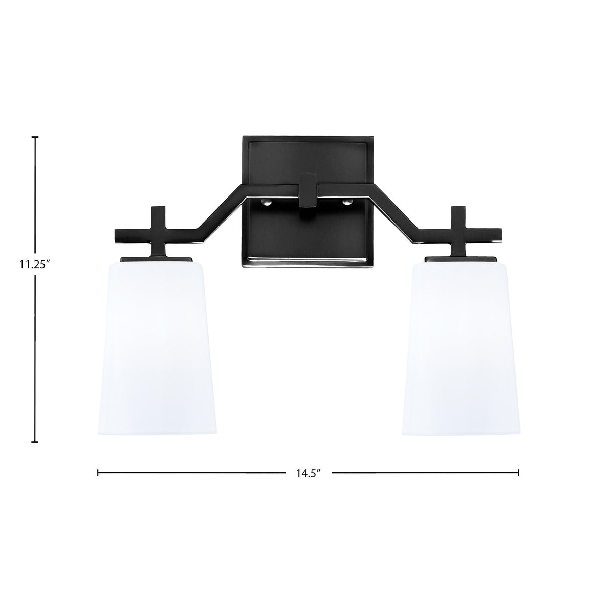 Toltec Corbin 2-Light Bath Bar | Modern Matte Black Steel and White Opal Glass | Bathroom Vanity & Powder Room | 5.5 x 11.25 in | Model 2312-MB-261