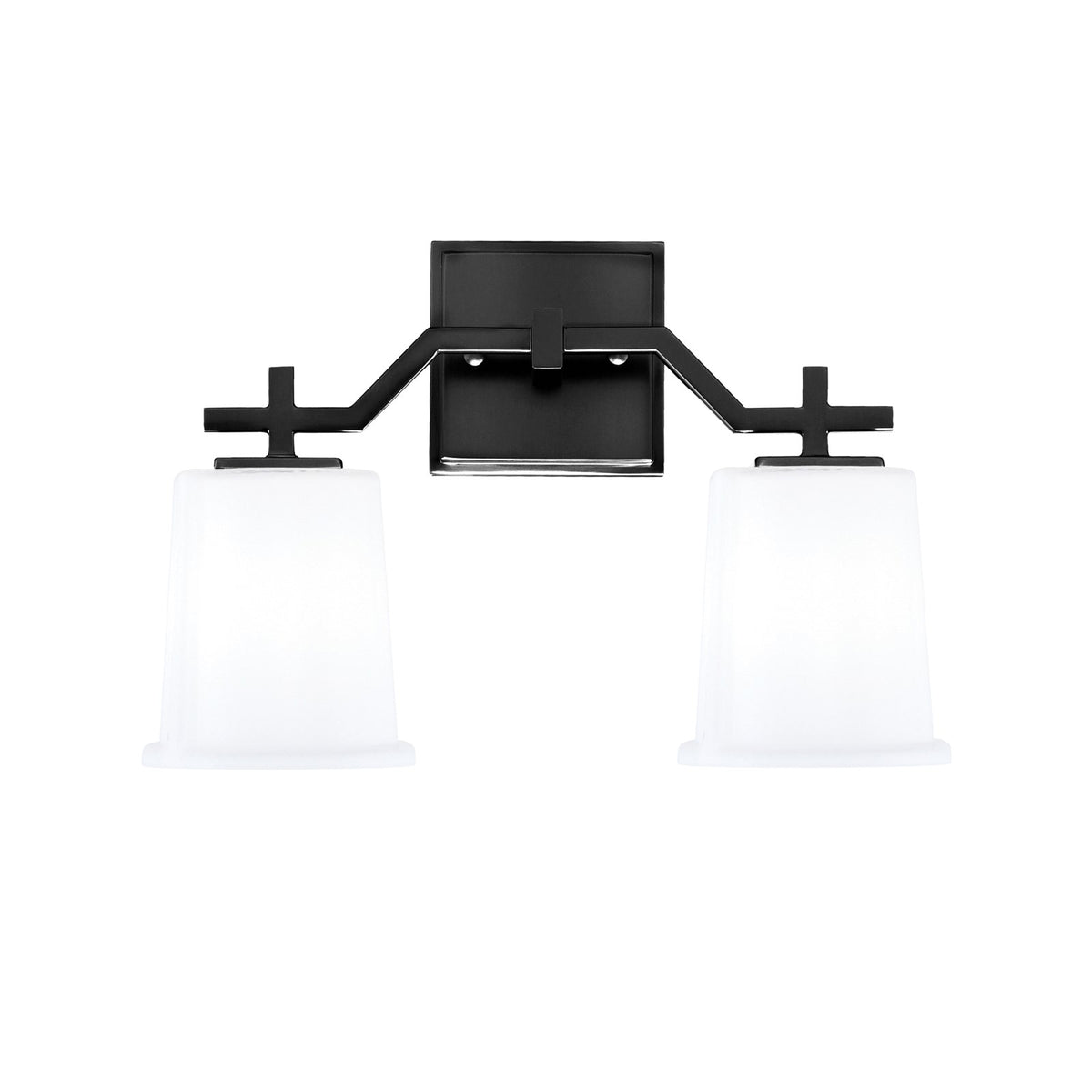 Toltec Corbin 10in 2-Light Bath Bar | Matte Black Steel and White Opal Glass | Bathroom Vanity Light | 5.5 x 10.25 in | Model 2312-MB-5031