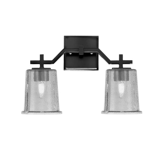 Toltec Corbin 10in 2-Light Bath Bar | Matte Black Steel and Smoke Bubble Glass | Bathroom Vanity Light | 5.5 x 10.25 in | Model 2312-MB-5032