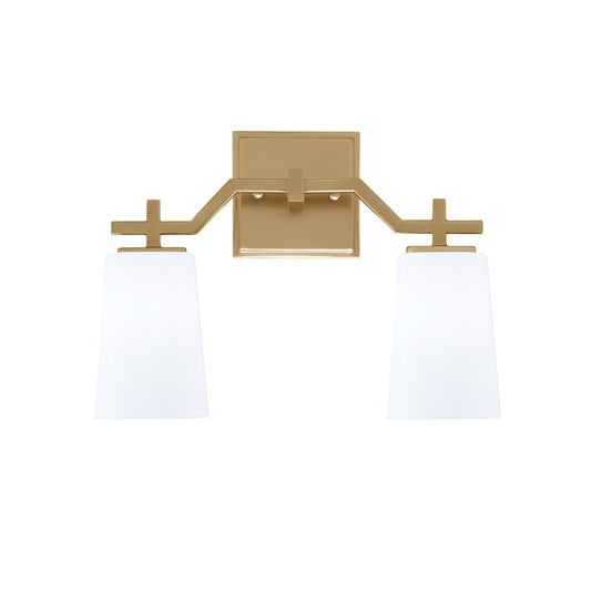 Toltec Corbin 2-Light Bath Bar | New Age Brass and White Opal Glass | Bathroom & Powder Room Vanity Light | 5.5 x 11.25 in | Model 2312-NAB-261