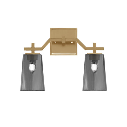 Toltec Corbin 2-Light Bath Bar | New Age Brass and Smoke Bubble Glass | Bathroom & Powder Room Vanity Light | 5.5 x 11.25 in | Model 2312-NAB-262