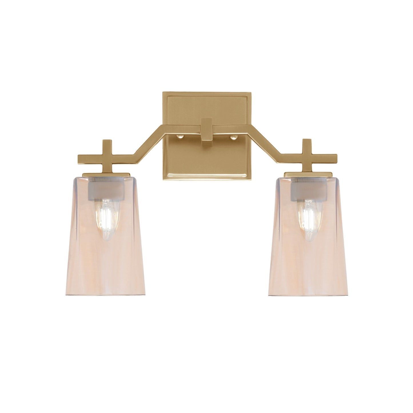 Toltec Corbin 2-Light Bath Bar | New Age Brass and Amber Gradient Glass | Bathroom & Powder Room Vanity Light | 5.5 x 11.25 in | Model 2312-NAB-263