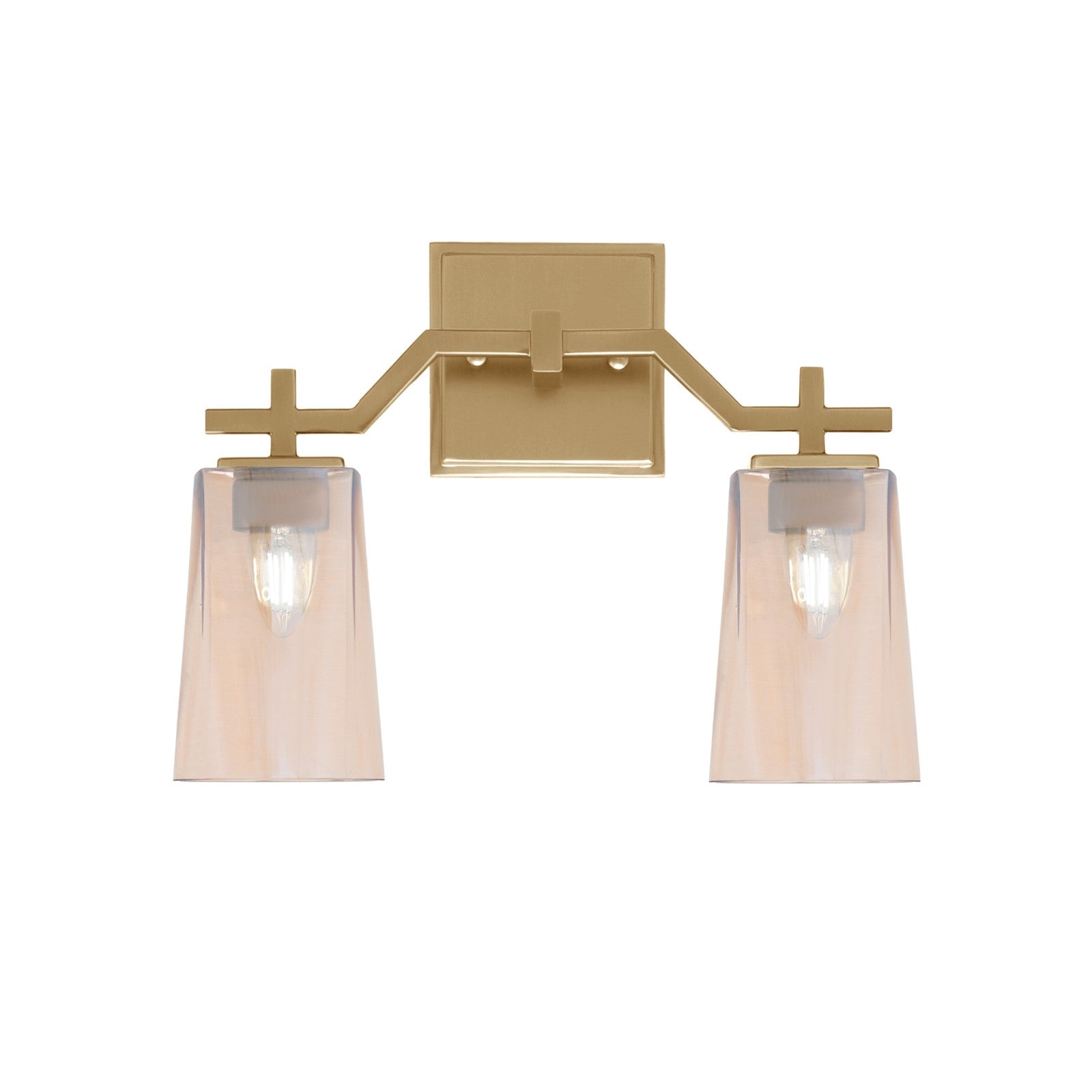Toltec Corbin 2-Light Bath Bar | New Age Brass and Amber Gradient Glass | Bathroom & Powder Room Vanity Light | 5.5 x 11.25 in | Model 2312-NAB-263