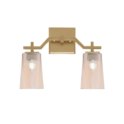 Toltec Corbin 2-Light Bath Bar | New Age Brass and Amber Gradient Glass | Bathroom & Powder Room Vanity Light | 5.5 x 11.25 in | Model 2312-NAB-263