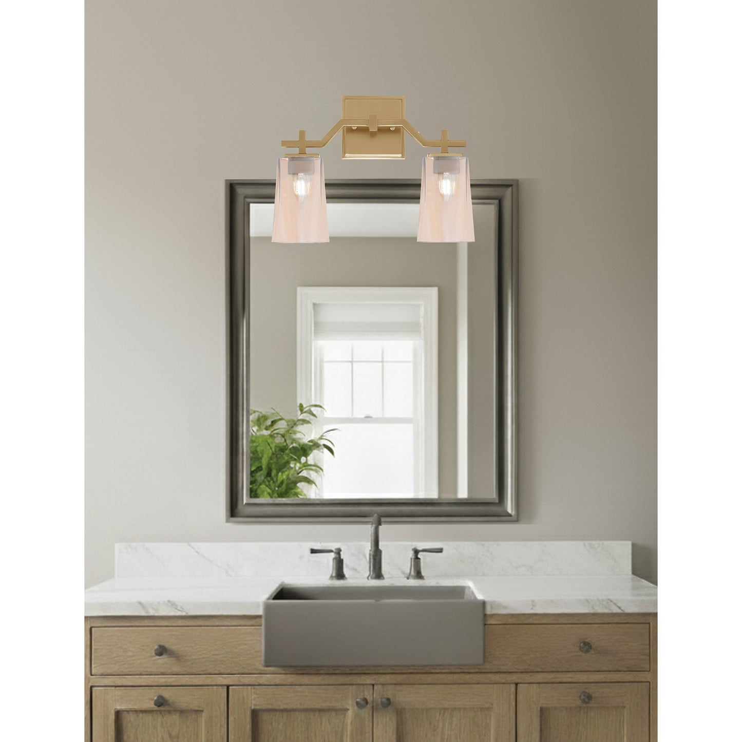 Toltec Corbin 2-Light Bath Bar | New Age Brass and Amber Gradient Glass | Bathroom & Powder Room Vanity Light | 5.5 x 11.25 in | Model 2312-NAB-263
