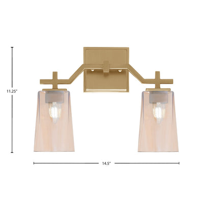 Toltec Corbin 2-Light Bath Bar | New Age Brass and Amber Gradient Glass | Bathroom & Powder Room Vanity Light | 5.5 x 11.25 in | Model 2312-NAB-263
