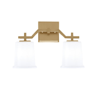 Toltec Corbin 2-Light Bath Bar | Modern New Age Brass and White Opal Glass | Bathroom Vanity Light | 5.5 x 10.25 in | Model 2312-NAB-5031