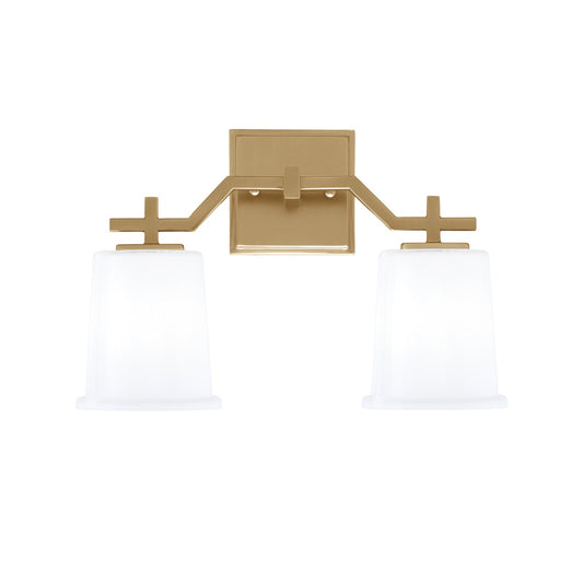 Toltec Corbin 2-Light Bath Bar | Modern New Age Brass and White Opal Glass | Bathroom Vanity Light | 5.5 x 10.25 in | Model 2312-NAB-5031