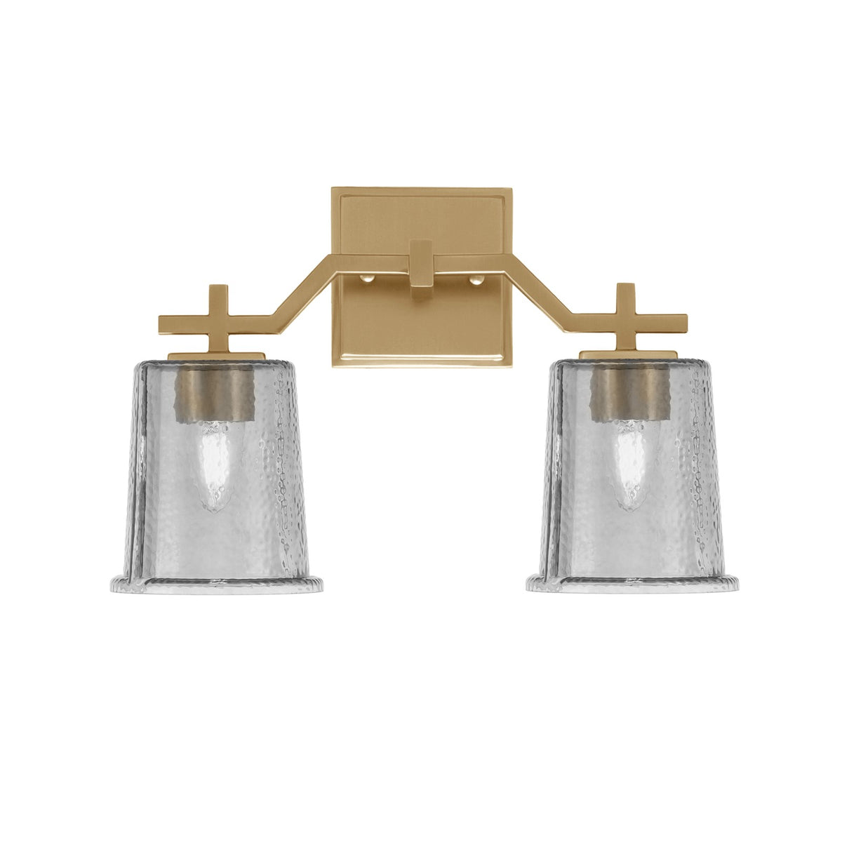 Toltec Corbin 2-Light Bath Bar | Modern New Age Brass and Smoke Bubble Glass | Bathroom Vanity Light | 5.5 x 10.25 in | Model 2312-NAB-5032