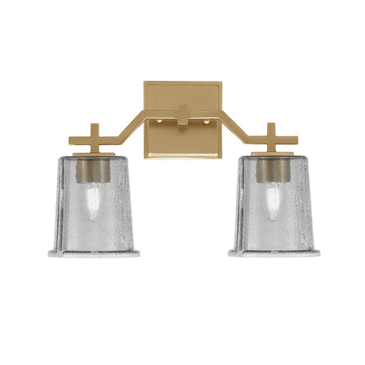 Toltec Corbin 2-Light Bath Bar | Modern New Age Brass and Smoke Bubble Glass | Bathroom Vanity Light | 5.5 x 10.25 in | Model 2312-NAB-5032