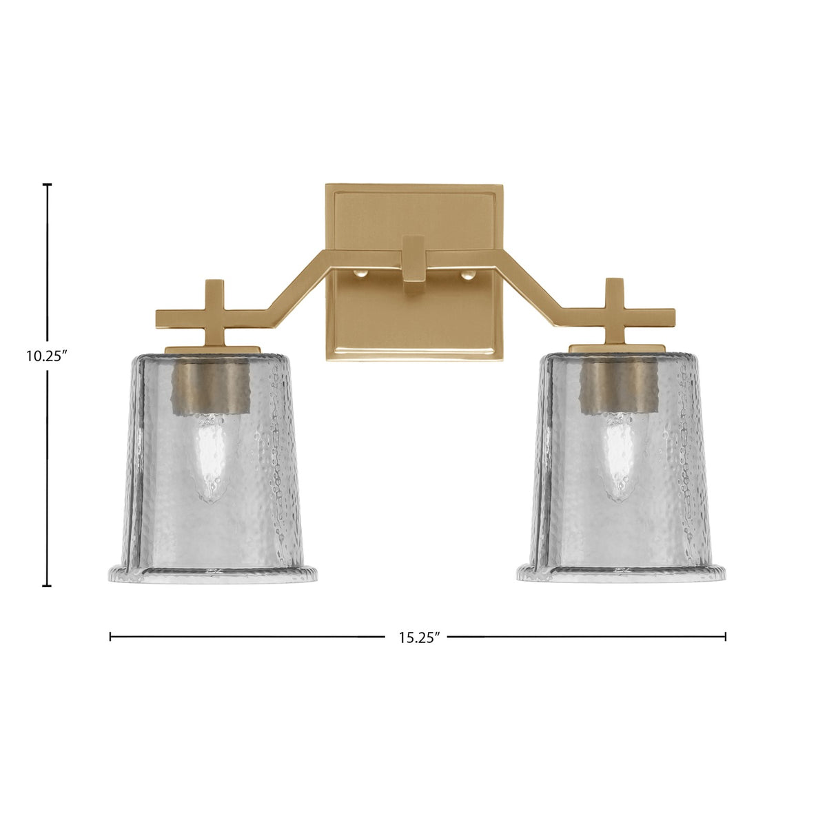 Toltec Corbin 2-Light Bath Bar | Modern New Age Brass and Smoke Bubble Glass | Bathroom Vanity Light | 5.5 x 10.25 in | Model 2312-NAB-5032