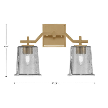 Toltec Corbin 2-Light Bath Bar | Modern New Age Brass and Smoke Bubble Glass | Bathroom Vanity Light | 5.5 x 10.25 in | Model 2312-NAB-5032