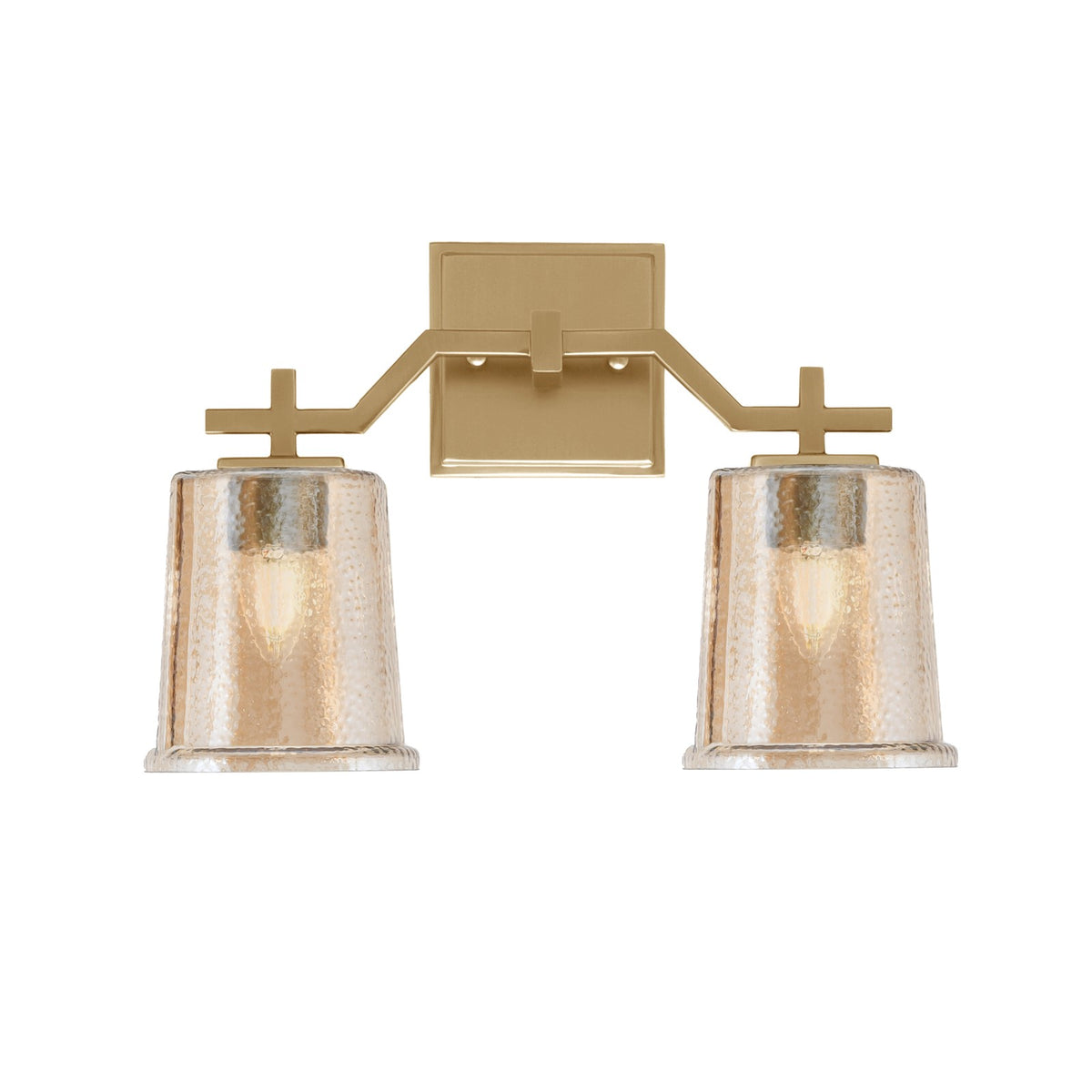 Toltec Corbin 2-Light Bath Bar | Modern New Age Brass and Amber Bubble Glass | Bathroom Vanity Light | 5.5 x 10.25 in | Model 2312-NAB-5033
