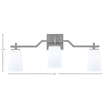 Toltec Corbin 3-Light Bath Bar | Modern Graphite and White Opal Glass | Bathroom Vanity Light | 5.5 x 11.25 in | Model 2313-GP-261