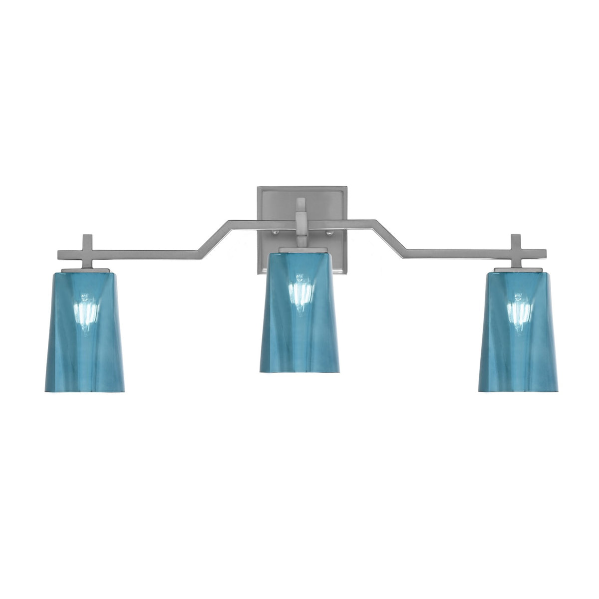 Toltec Corbin 3-Light Bath Bar | Modern Graphite Steel and Blue Gradient Glass | Bathroom Vanity & Powder Room | 5.5 x 11.25 in | Model 2313-GP-265