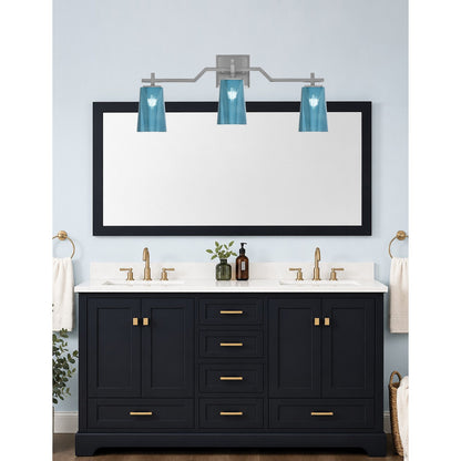 Toltec Corbin 3-Light Bath Bar | Modern Graphite Steel and Blue Gradient Glass | Bathroom Vanity & Powder Room | 5.5 x 11.25 in | Model 2313-GP-265